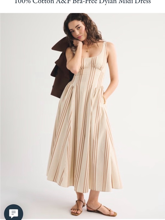 Abercrombie & Fitch Dresses & Skirts - Abercrombie & Fitch Cream Dress with Tan Stripe Midi
